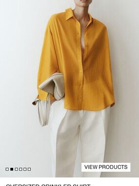 H&M Oversized Mustard Button-Down Shirt